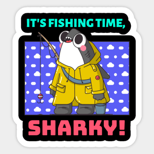 It's Fishing Time, Sharky | Cute Baby Sticker